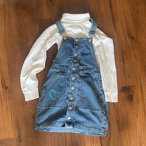 Guess Blue Denim Overall Dress with White Top